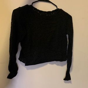 Floral lace black crop top